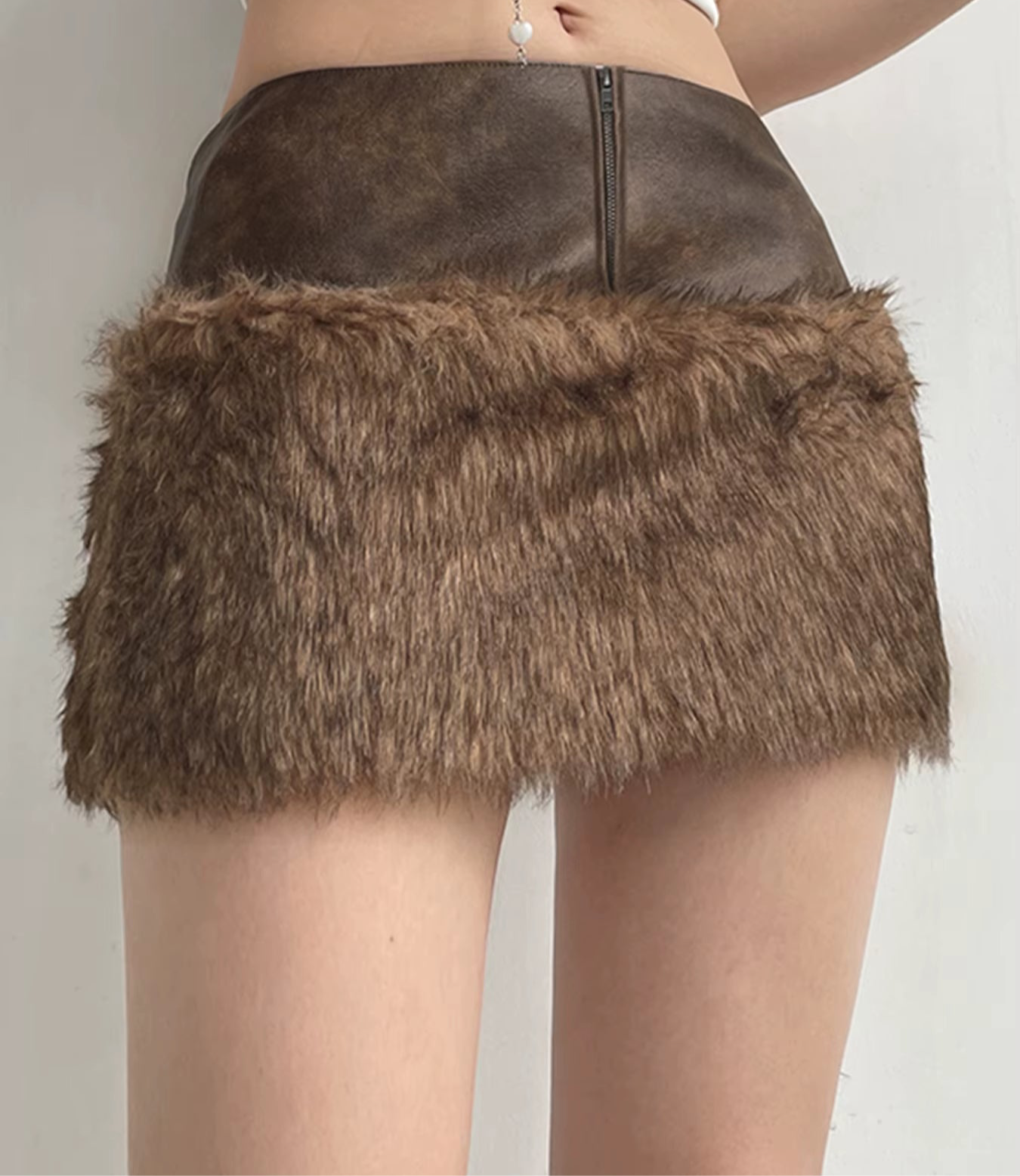 Divine Vintage Leather Fur Skirt