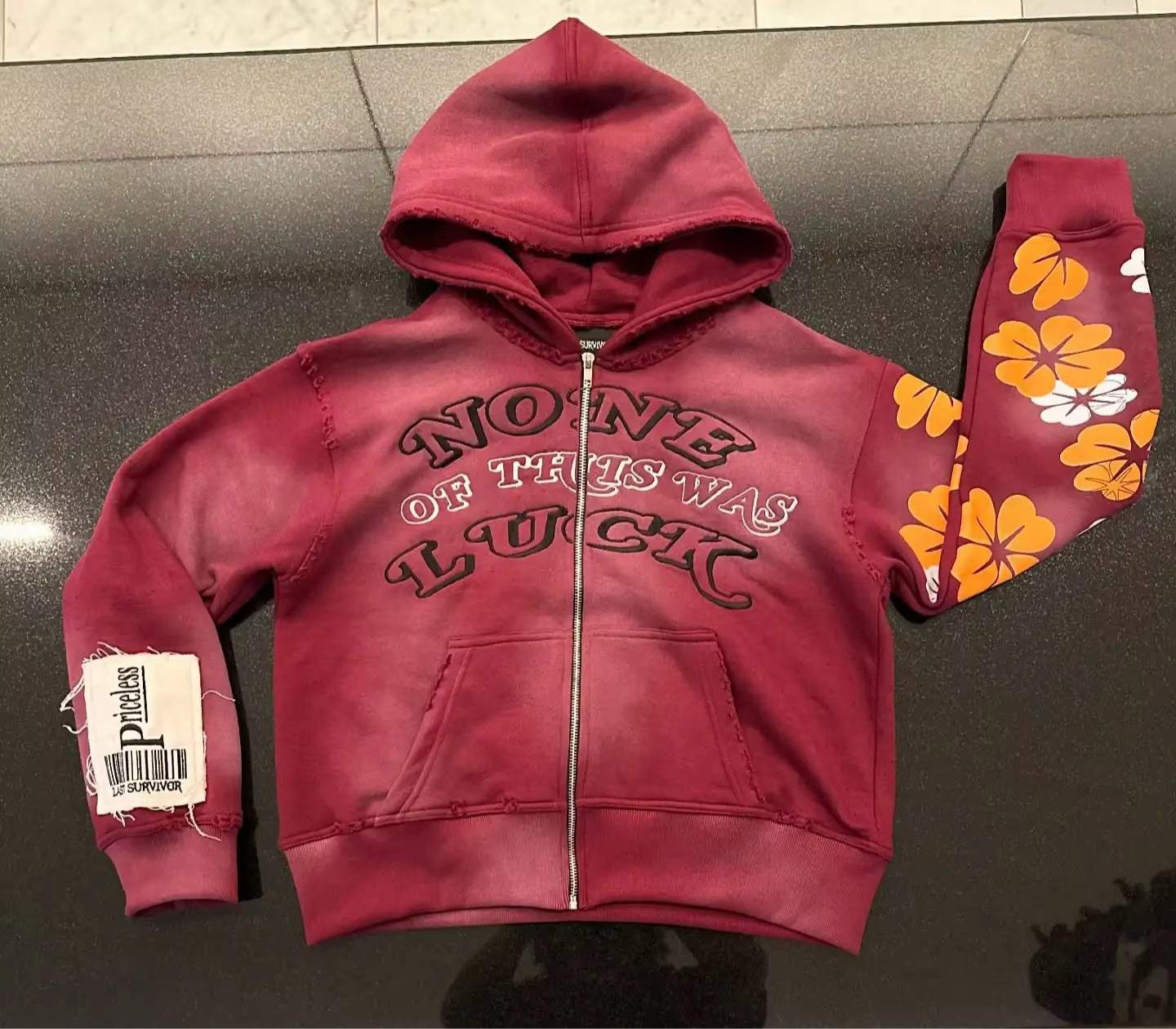 Divine Flower Embroidery Hoodie