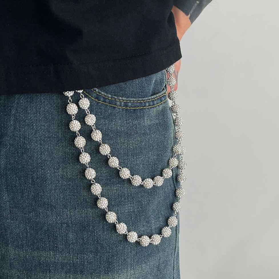 Harajuku Street Rhinestone Keychain Wallet Belt Chain for Men Hip Hop Trousers Hipster Pant Jeans Chain Rock Jewelry