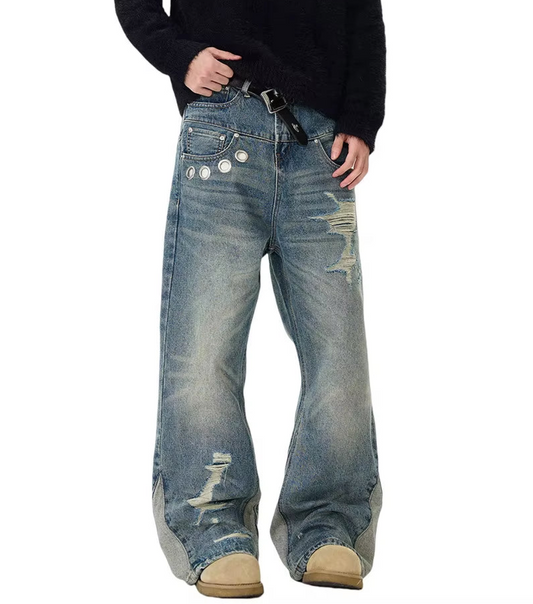 Divine Distressed Loosely-Flared Denim