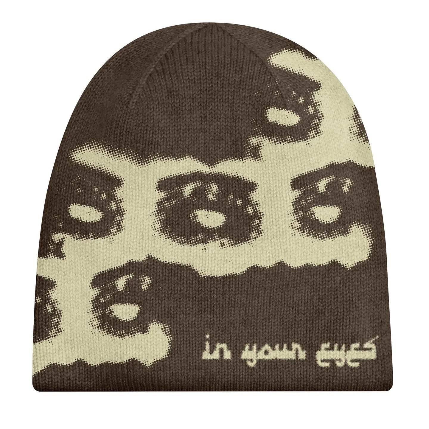 2023 Unisex Winter Cool Cartoon Face Printing Knitted Windproof Warm Hat Male Punk Hip Hop Fashion Cold Hat Y2K Hats