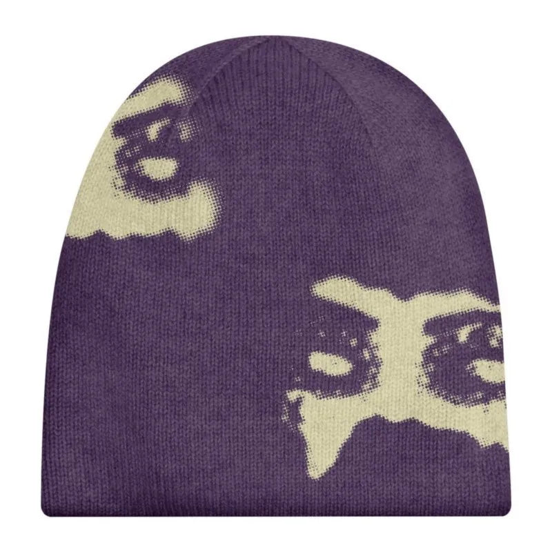 2023 Unisex Winter Cool Cartoon Face Printing Knitted Windproof Warm Hat Male Punk Hip Hop Fashion Cold Hat Y2K Hats