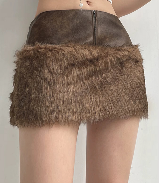 Divine Vintage Leather Fur Skirt