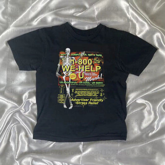 2000S Y2K Style Top Women Streetwear Gothic Crop Top Baby Tee Vintage Women Letter Print Casual Short Sleeve T-Shirts Emo Girls