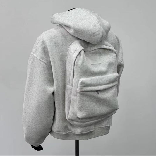 2025 Spring Autumn New Men'S Hoodie Solid Back Small Bag Design Sweatshirt Men Women Trendy Brand Jacket Hooded for Male Coats